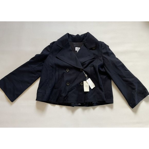 $995 Armani Collezioni Women’s Wool Jacket In Navy Relax Fit Size 14